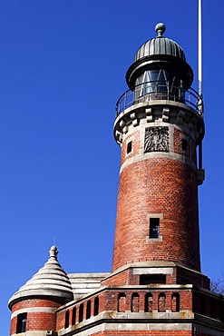 Old lighthouse at the gateway to the Kiel-Canal in Kiel-Holtenau, Holtenau, Kiel, Schleswig-Holstein, Germany,