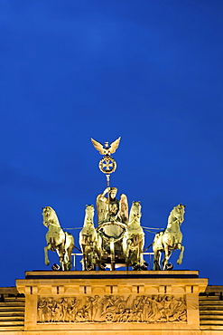 Brandenburg Gate at night, Quadriga, Berlin, Germany, Europe