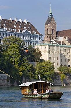 Muensterfaehre Ferry crossing Rhine River, Rhine banks, Basel, Switzerland