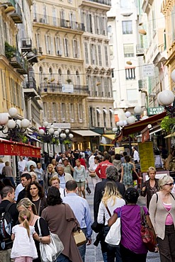 People in the pedestrian area, Rue Massena, Nice, Cote d'Azur, France