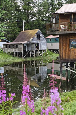 Fishermen's houses in Petersburg, Inside Passage, Alaska, USA