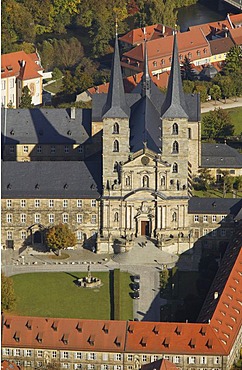 Aerial view, St. Michael Cloister, Bamberg, Franconia, Bavaria, Germany, Europe