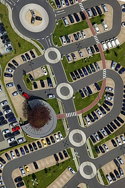 Aerial photograph of LEG project in Duesseldorf, Hoeherweg car dealers, Nordrhein-Westfalen, Germany, Europe