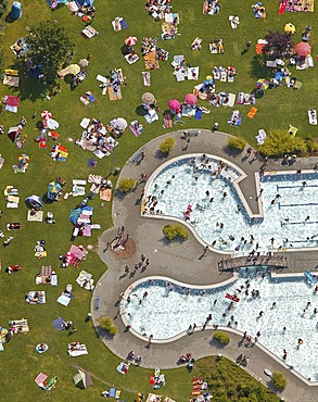 Aerial photo, outdoor pool, Suedpol outdoors swimming pool, Herne, Ruhr area, North Rhine-Westphalia, Germany, Europe