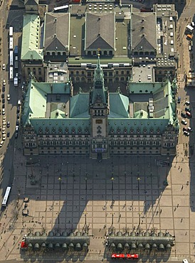 Aerial photograph, City Hall, Hamburg, Germany, Europe