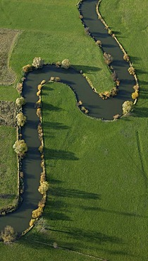 Aerial view, meandering River Lippe, Hamm-Uentrop, Ruhr Area, North Rhine-Westphalia, Germany, Europe