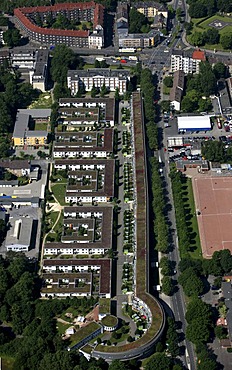 Aerial photo, CEAG estate, IBA, residential block, Muensterstrasse, Bornstrasse, Dortmund, Ruhr area, North Rhine-Westphalia