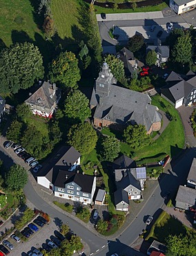 Aerial photograph, church, Erndtebrueck, Kreis Siegen-Wittgenstein, Sauerland, North Rhine-Westphalia, Germany, Europe