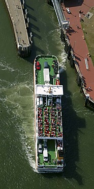 Aerial view, ferry, Norderney Island, North Sea, East Frisian Islands, Lower Saxony, North Germany, Europe