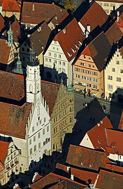 Aerial photograph, Rothenburg ob der Tauber, Bavaria, Gemany, Europe