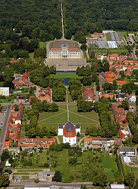 Areal view, baroque castle Ludwigslust, town church, Ludwigslust, Mecklenburg-Western Pomerania, Germany, Europe