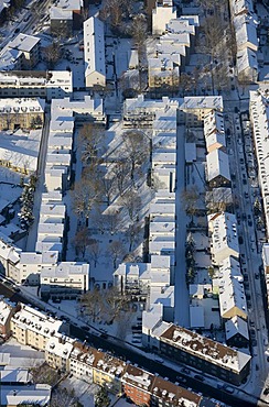 Aerial photo, Vittinghof-Siedlung residential area, Bauhaus houses, Gelsenkirchen, Ruhr Area, North Rhine-Westphalia, Germany, Europe