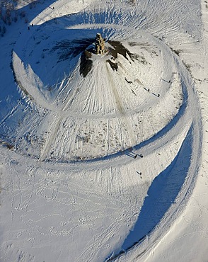 Stuck pile, snow, Himmelstreppe, sky stairs, Himmelsleiter, sky ladder, by Hermann Prigann, Halde Rhein-Elbe, Gelsenkirchen, Ruhr Area, North Rhine-Westphalia, Germany, Europe