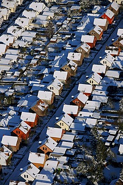 Aerial photo, Mausegattstrasse street, residential area, originally built for mine workers, Muelheim, Ruhr Area, North Rhine-Westphalia, Germany, Europe