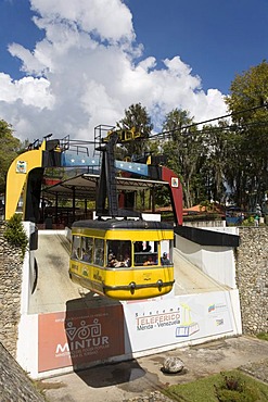 Gondola, Teleferico, highest and longest aerial tramway of the world, at altitude of 4765 m, length of 12.5 km, Merida, Venezuela, South America