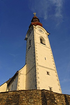 The church of Friedlach illuminated by the last light of the day, Carinthia, Austria, Europe