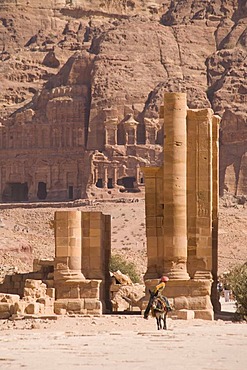 Colonnaded street and the royal tombs, Petra, Jordan, Southwest Asia