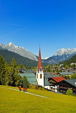 St. Oswald parish church, Seefeld, alps, Karwendel, Tyrol, Austria, Europe