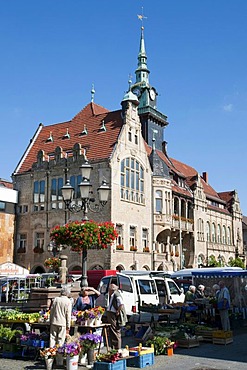 Market, Market Square and Town Hall, Bueckeburg, Weserbergland, Lower Saxony, Germany, Europe