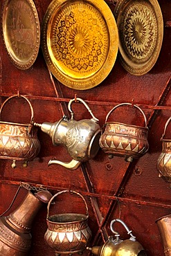 Blacksmith goods in the Souk, market, in the Medina, historic city centre of Marrakech, Morocco, Africa