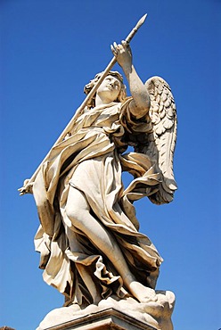 Angel with the Lance statue on the Ponte Sant'Angelo bridge in Rome, Italy, Europe