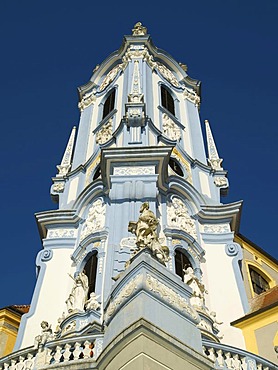 Detail of the abbey church in Duernstein an der Donau, Wachau Region, Lower Austria, Europe