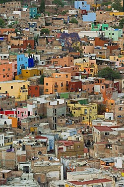 View over the historic town of Guanajuato, UNESCO World Heritage Site, Province of Guanajuato, Mexico