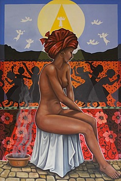 Painting of the famous slave courtesan Chica da Silva, Diamantina, Minas Gerais, Brazil, South America