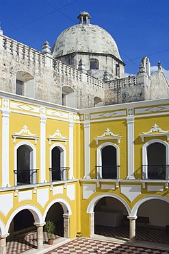 Historic town Campeche, Campeche Institute and San Jose church cupola, Province of Campeche, Yucatan peninsula, Mexico, UNESCO World Heritage Site