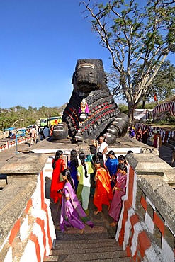 Nandi statue, Chamundi Hill, Mysore, Karnataka, India, South Asia