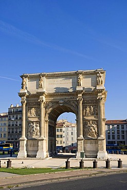 Triumphal arch, Marseille, Provence Cote d'Azur, France, Europe, PublicGround