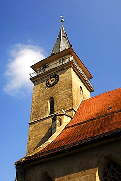 Blasturm, tower of the Collegiate Church of St. Peter und Paul, Oehringen, Baden-Wuerttemberg, Germany, Europe