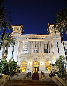 San Remo Casino, night exposure, Riviera dei Fiori, Liguria, Italy, Europe