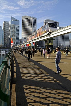 Bridge over Darling Harbour with monorail, Sydney, Australia