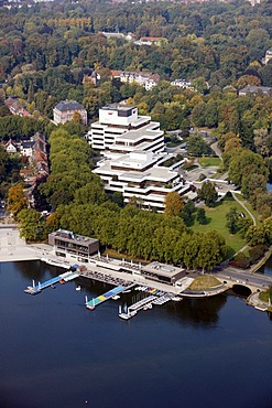 Building of the Landesbausparkasse, German public bank, LBS West, on Aasee Lake, Muenster, North Rhine-Westphalia, Germany, Europe