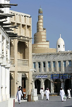 Souq al Waqif, oldest souq, bazaar in the country, the old part is newly renovated, the newer parts have been reconstructed in a historical style, Doha, Qatar