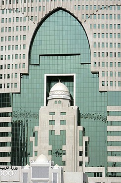 Newly constructed building, construction boom of new high-rise buildings, high-rise building district on the north bank of the Corniche, Doha, Qatar