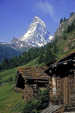 Matterhorn, snow covered mountain peak, Zermatt, Switzerland