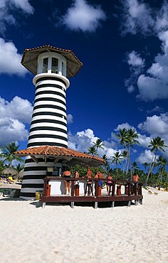 Beach bar on a palm beach in Bayahibe, Dominican Republic, Caribbean