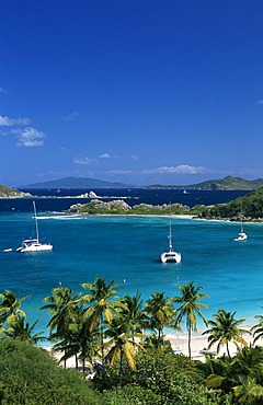 Yachts in a bay at Peter Island, British Virgin Islands, Caribbean