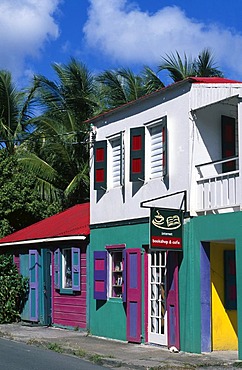 Colourful facades in Roadtown on Tortola Island, British Virgin Islands, Caribbean