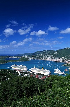 Cruise ships at Charlotte Amalie, St. Thomas Island, United States Virgin Islands, Caribbean