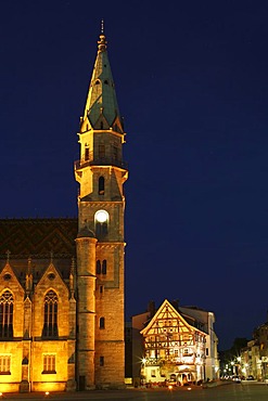 Town parish church and Ratstube in Meiningen, Rhoen, Thuringia, Gerrmany, Europe