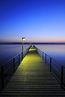 Pier in Nussdorf near Ueberlingen, Bodenseekreis, Lake Constance district, Baden-Wuerttemberg, Germany, Europe