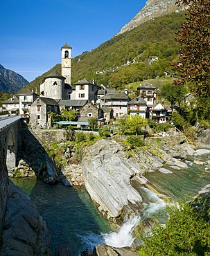 The village Lavertezzo in the Verzasca Valley, Valle Verzasca, Canton Ticino, Switzerland, Europe