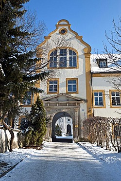 Baroque Ettal Benedectine Monastery, southern gate, Ettal, Graswangtal Valley, Bavaria, Germany, Europe