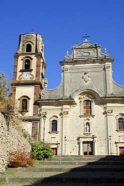 Facade of the Cathedral of San Bartolomeo on the castle hill of the city of Lipari on Lipari Island, Aeolian or Lipari Islands, South Italy, Italy, Europe