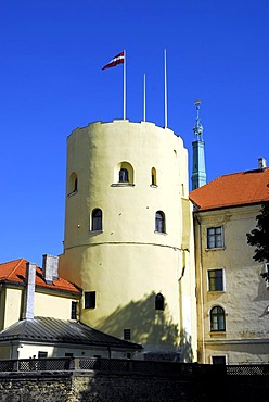 Tower of the Riga Castle, Rigas pils, the residence of the Latvian government and the Latvian President in the historic town centre, Vecriga, Riga, Latvia, Baltic states, Northeastern Europe