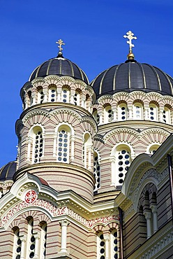 Russian Orthodox Cathedral, Kristus Piedzimsanas pareizticigo Katedrale, facade detail, Orthodox Church of Christ's Birth, Riga, Latvia, Baltic states, Northeastern Europe