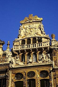 Facade decoration, Baroque house on the Grote Markt, Grand Place, Brussels, Belgium, Benelux, Europe